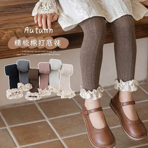 Quần tất ống viền bèo 9 màu cho bé