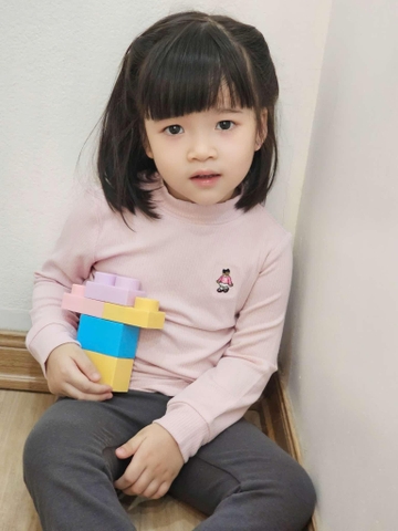 Áo baby Beemon cotton dài tay 2 màu hồng, trắng