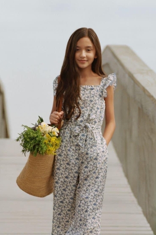 Jumpsuit hoa nhí xanh tay cánh tiên hãng Polo Ralph Lauren