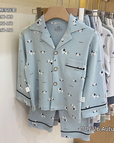 Bộ pyjama cotton xanh họa tiết chó đốm Bolan Isle
