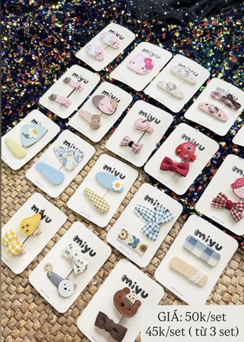 Set 2 cặp tóc hoạt hình Mi Yu nhiều mẫu