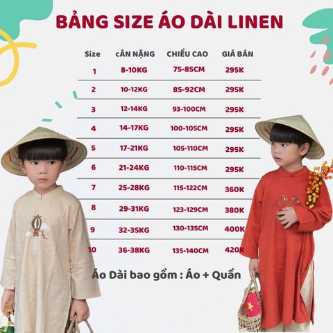 Áo dài bé trai linen thêu hình Ngựa gỗ xanh lá