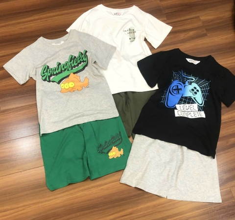 Bộ cotton cộc tay H&M bé trai size đại nhiều mẫu: Nasa, Naruto, Xbox, Play Station,.. hè 2025