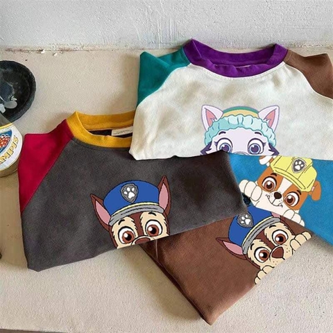 Áo cotton dài tay raglan 4 mẫu Paw Patrol cho bé trai, bé gái