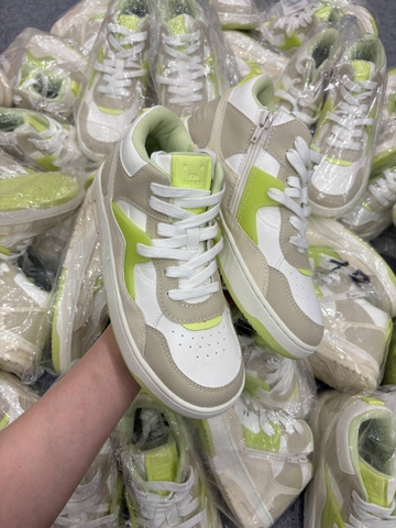 Giày cổ cao Zara màu be mix xanh neon có khóa kéo