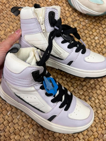 Giày cao cổ ZARA trắng mix tím