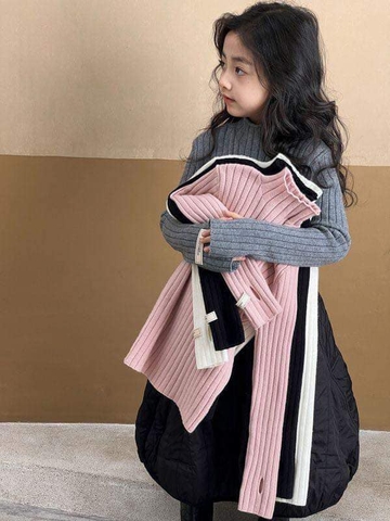 Áo len tăm cao cổ 5 phân 4 màu hồng, đen, ghi, trắng tay xỏ ngón
