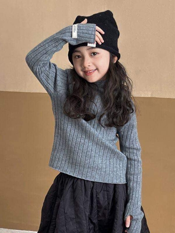 Áo len tăm cao cổ 5 phân 4 màu hồng, đen, ghi, trắng tay xỏ ngón