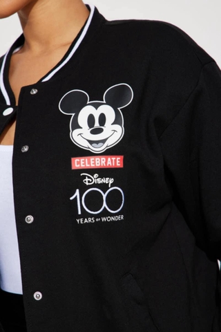 Áo khoác nỉ bomber Disney Mickey đen size đại