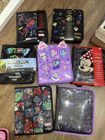 Túi dụng cụ học tập Smiggle 43 chi tiết chủ đề Marvel, Minecraft, Spiderman, Minnie...