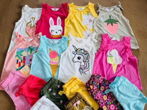 Bộ H&M áo sát nách quần sooc nhiều mẫu bé gái