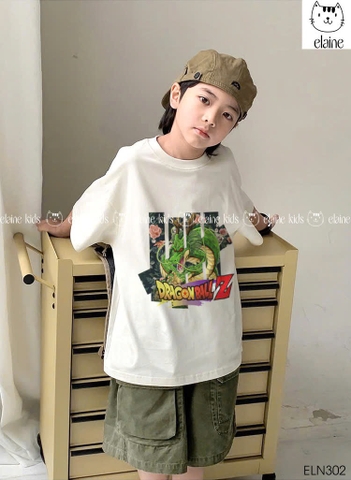 Bộ cotton Dragon Ball Elaine cộc tay áo trắng quần short xanh rêu