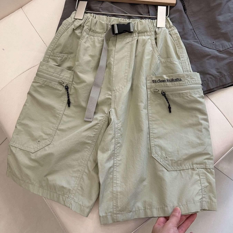 Quần short kaki cạp chun dây lưng 4 màu Xám, Xanh, Đỏ mận, Đen