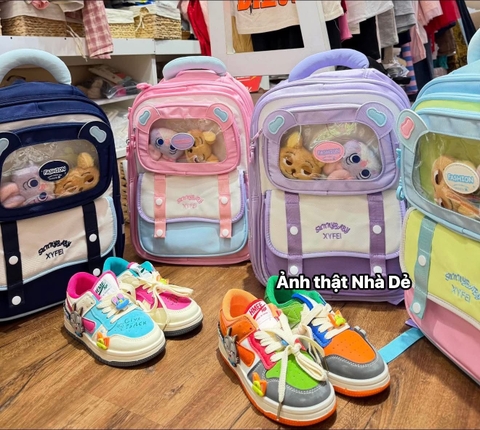 Balo chống gù Zootopia 41x14x31cm 4 màu xanh navy, hồng, tím, xanh dương