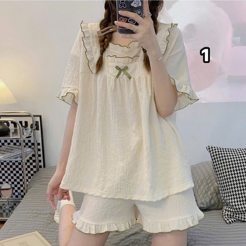 Bộ đũi cộc tiểu thư viền bèo 11 mẫu mặc nhà