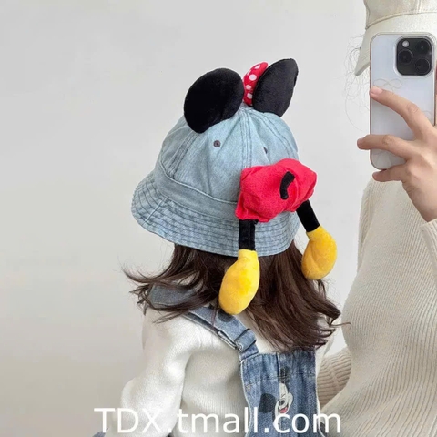 Mũ vành denim Mickey 2 màu xanh nhạt, xanh đậm