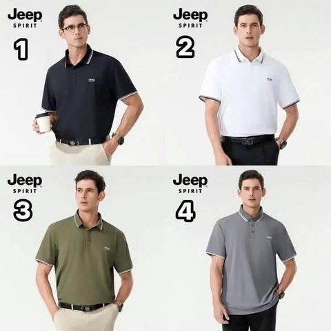 Áo polo Jeep Sprit cộc tay 3 màu xanh rêu, trắng, đen