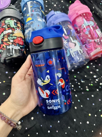 Bình nước nhựa NHỎ 430ml hãng Smiggle Sonic, Peppa