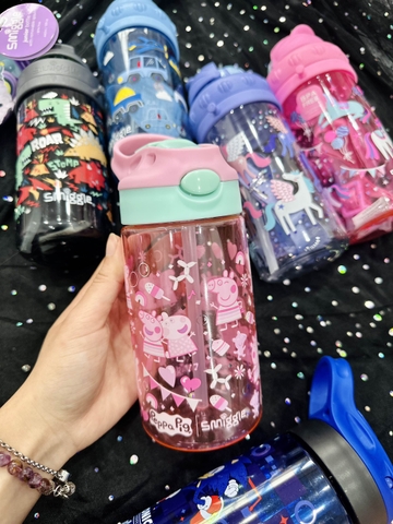 Bình nước nhựa NHỎ 430ml hãng Smiggle Sonic, Peppa