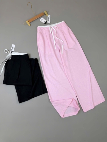 Quần đũi linen OSHIRI cạp trắng 2 màu hồng, đen cho nữ