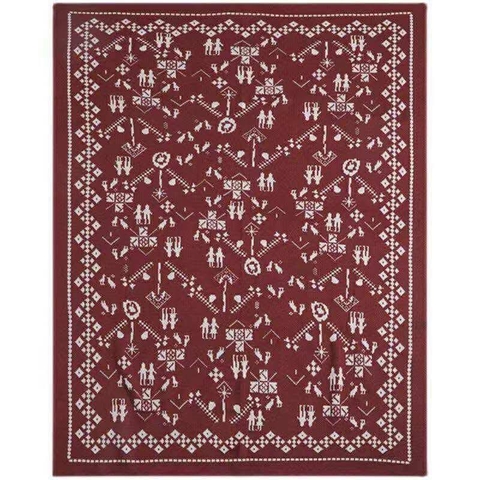 Chăn sofa len mỏng hoạ tiết màu đỏ đô size 130x170cm