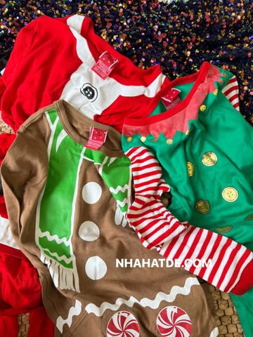 Bộ cotton dài tay Cat&jack Giáng Sinh 4 mẫu đỏ, nâu, xanh