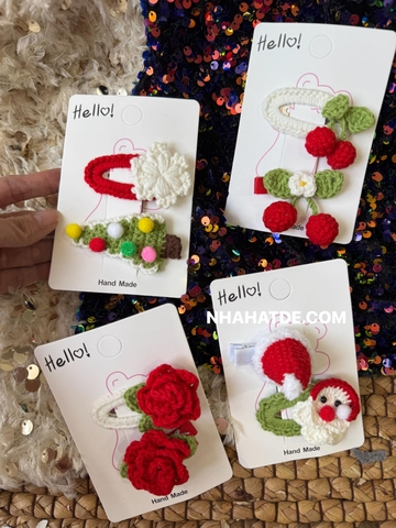 Kẹp tóc len Noel nhiều mẫu