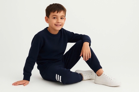 Quần nỉ 2 da MBCKIDS hai màu ghi, đen kẻ vạch