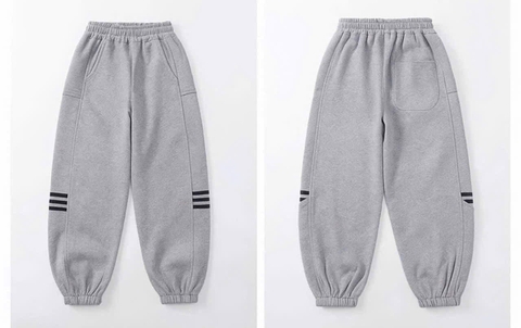 Quần nỉ 2 da MBCKIDS hai màu ghi, đen kẻ vạch