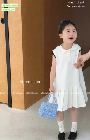 Váy sát nách polo xếp ly trắng Sofia Candy