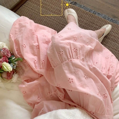 Chân váy ren thô thêu hoa freesize 4 màu đen, hồng, trắng, xanh