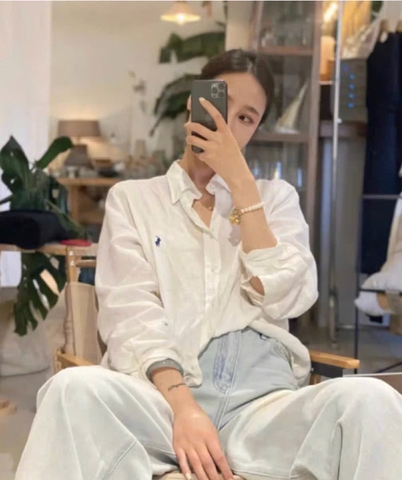 Áo sơ mi linen Polo Ralph Lauren dài tay cổ đức 2 màu trắng, nâu