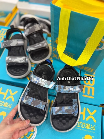 Sandal quai dán rằn ri 2 màu xanh và đen ghi