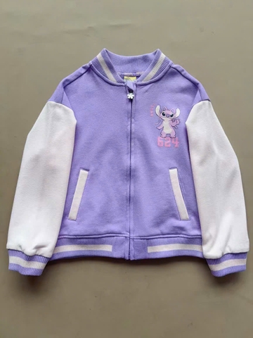 Áo khoác bomber nỉ da cá Stitch Disney tím