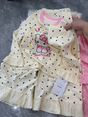 Bộ dài tay Hello Kitty Chilling24 3 màu hồng, be, xám