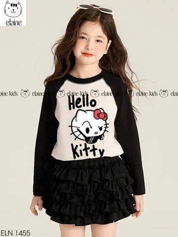 Bộ dài tay chân váy tầng Hello Kitty Elaine màu đen