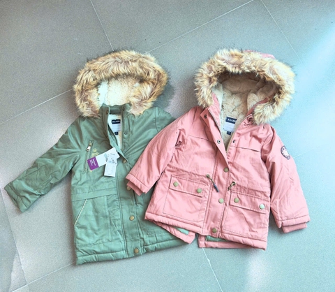 Áo parka FALLS CREEK lót lông có mũ 2 màu xanh rêu và hồng