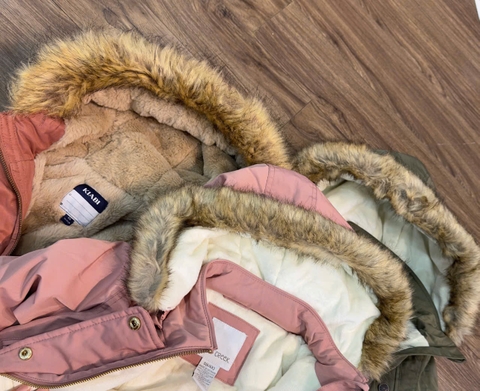 Áo parka FALLS CREEK lót lông có mũ 2 màu xanh rêu và hồng