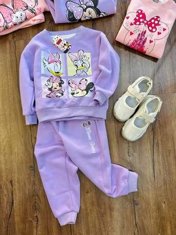 Bộ nỉ bé gái hãng Disney màu tím mẫu Vịt Daisy và Minnie