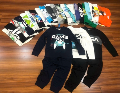 Bộ H&M nhiều mẫu Game, Sonic, Nasa, Snooze... cotton bé trai size đại thu đông 2024