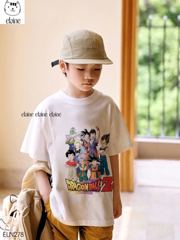 Bộ Dragon Ball Elaine áo cộc tay trắng mix quần short kaki vàng