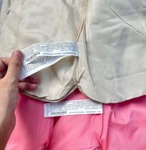 Áo khoác trần bông ZARA baby 2 màu hồng, be