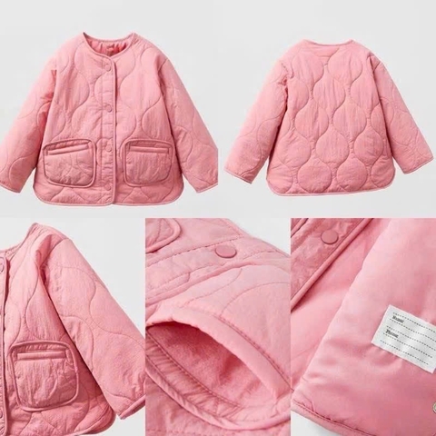 Áo khoác trần bông ZARA baby 2 màu hồng, be