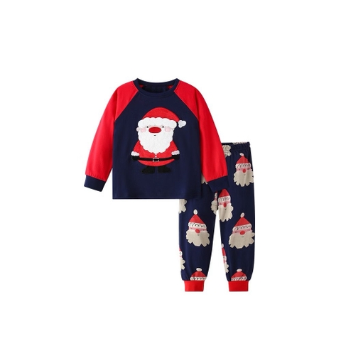Bộ cotton Malwee ông già Noel navy phối đỏ