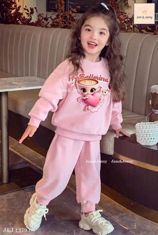Bộ dài tay màu hồng Ballerina Capuchina Jam&Jenny