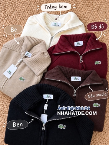 Áo len cổ lọ Lacoste có khoá kéo nhiều màu nữ