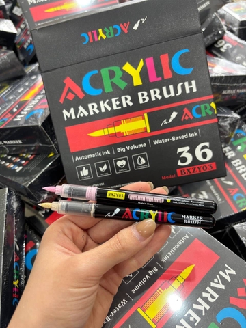 Hộp 36 màu Acrylic Marker đầu brush mềm