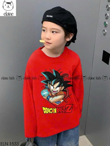 Bộ dài tay Songoku Dragon Ball Elaine áo đỏ quần jean