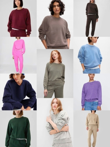 Bộ nỉ bông dài tay Gap nữ nhiều màu