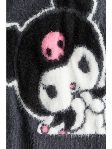 Áo len xù dài tay H&M Kuromi màu xám đen